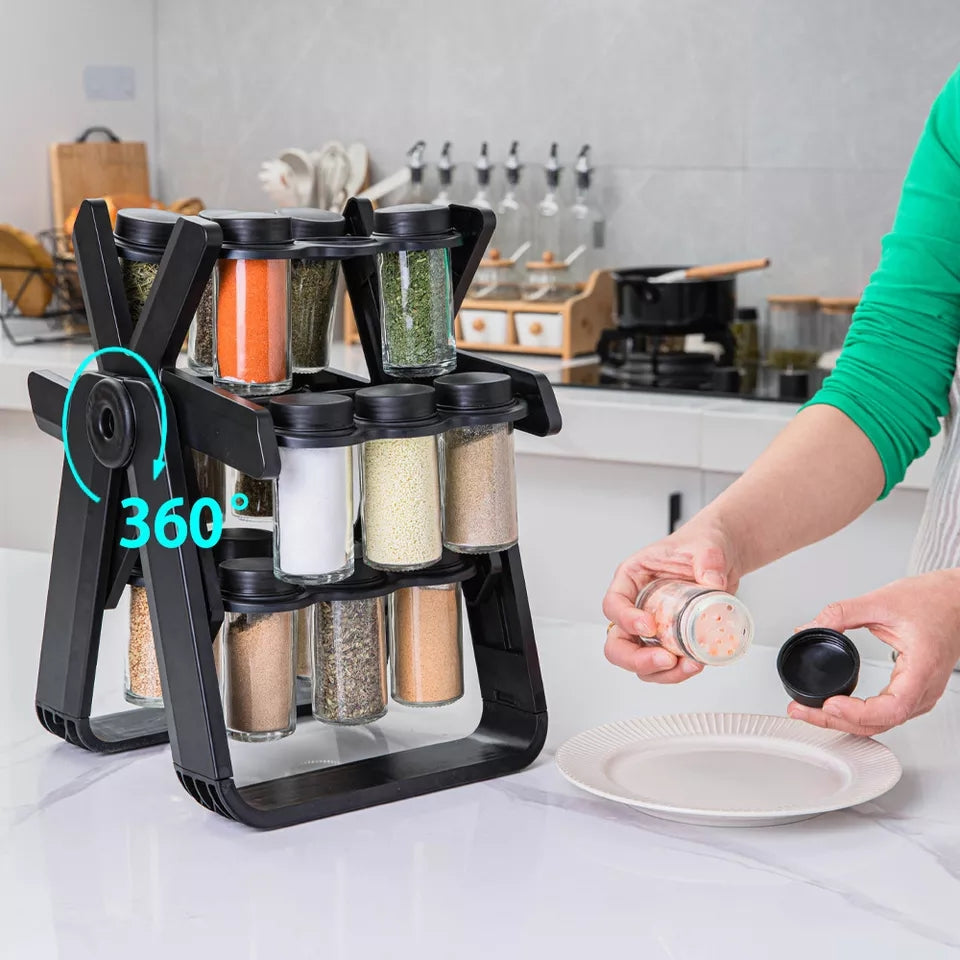 18in1 Rotating Ferries Wheel Glass Spice Rack - My Store