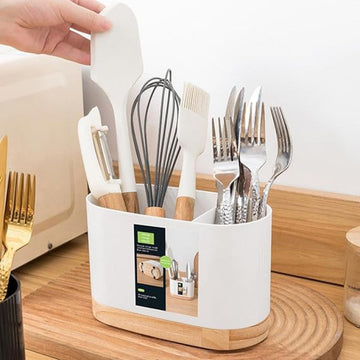 Kitchen Cutlery Drainer with Wooden Base - My Store