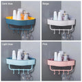 Bathroom corner shelf wall-mounted storage rack with punch-free installation for organizing shampoo, soap, skincare products, and bathroom essentials.