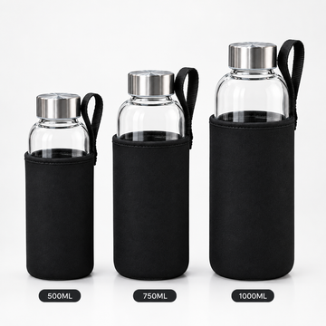 Top Quality Borosilicate Glass Water Bottle With Black Cover