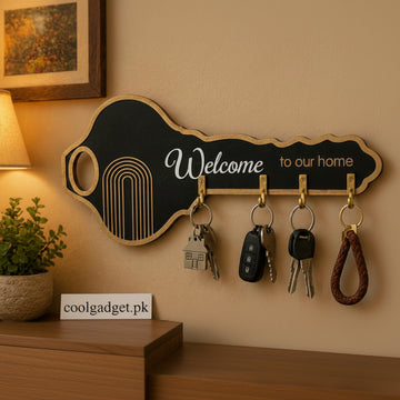 Modern Key-Shaped "Welcome" Wall Key Holder