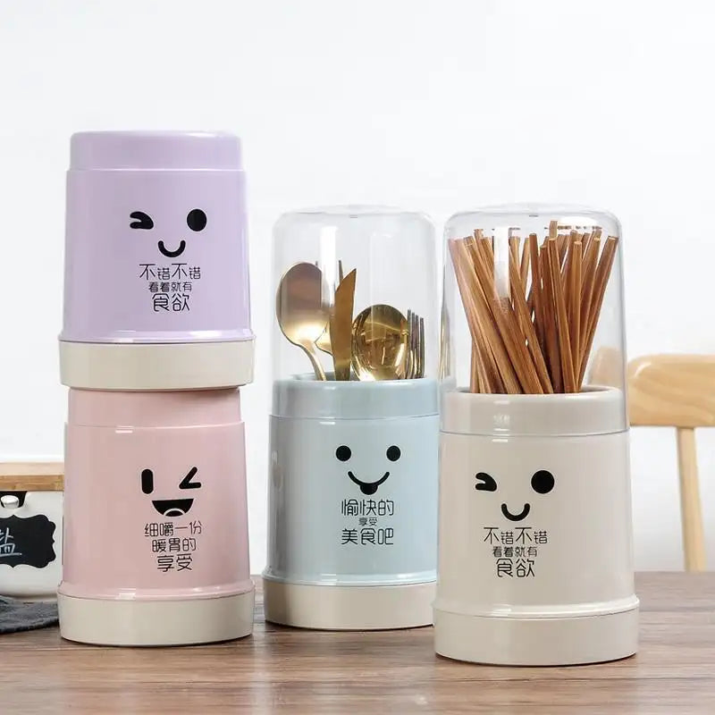Plastic Cutlery Holder With Cover - My Store