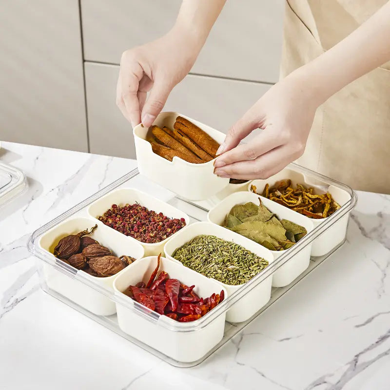 8 Grid Seasoning Storage Box With Lid - My Store