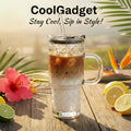 Large capacity 750ML reusable glass tumbler with leak-proof lid, perfect for water, iced coffee, tea, smoothies, and daily hydration at home or office.