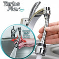 Turbo Flex 360-degree rotatable flexible faucet sprayer attachment for kitchen sink tap with adjustable water flow and splash-proof design.