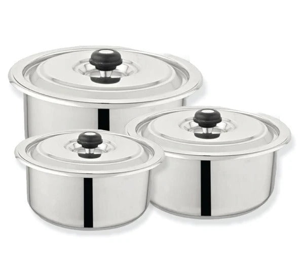 Alpha Stainless Steel 3pcs Glory Casseroles Sets. 16cm-18cm & 20cm