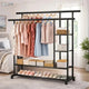 Multifunctional Double-Rod Rolling Garment Rack with Side Shelves