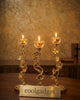 Elegant Floral Metal & Glass Candle Stand Set (3 Pcs)