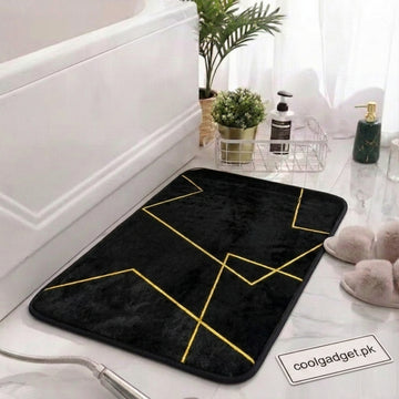 Luxurious Gold Stripe Anti-Slip Faux Rabbit Fur Mat ( A-2)