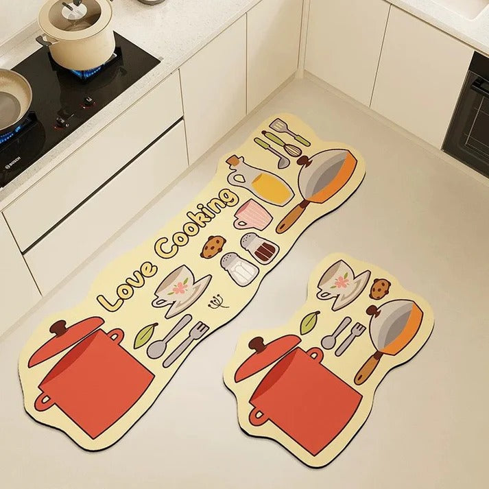 2-Piece “Love Cooking” Kitchen Mat Set