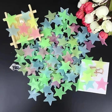 Pack of 100 – 3D Stars Glow In The Dark Wall Stickers Luminous