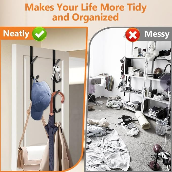 1Pcs Over Door Hooks, 5 Hooks Over Door Hanger, Vertical Over The Door Coat Hanger,