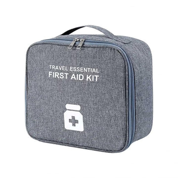 First Aid Kit Lightweight Compact Portable First Aid Kit Perfect for Travel, Family Camping, Home Office, Car Caravan (25x22x12cm) (Grey, 1 Bag)
