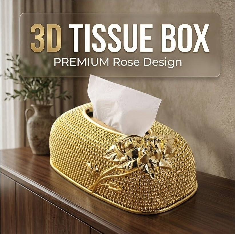 Tissue Box 3D Rose Carving Eco-Friendly Tissue Container