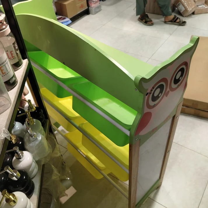 Premium Wooden Kids' Toy Organizer with Storage Baskets