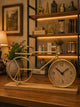 Vintage Bicycle Table Clock with Wooden Base