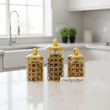 3-Piece Luxury Crystal-Style Airtight Storage Canister Set