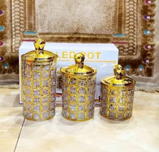 3-Piece Luxury Crystal-Style Airtight Storage Canister Set