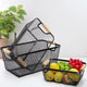 Modern Mesh Storage Basket with Wooden Handles