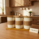 Ceramic Tea Coffee Sugar Canister Set with Wooden Lids