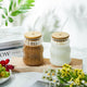 Striped Drinking Glass Jars With Bamboo Lids 450ml