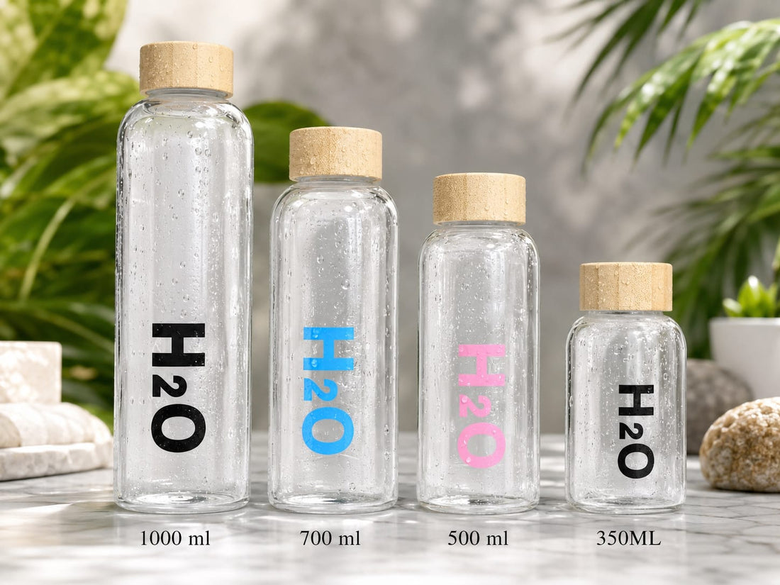 Borosilicate Glass Water Bottle H2O Style Leakproof Bottle