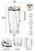 Danny Home 1200ML glass tumbler with straw and lid - view 5