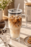 Danny Home 1200ML glass tumbler with straw and lid