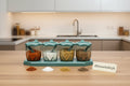 4-Compartment Geometric Spice Jar Set - My Store