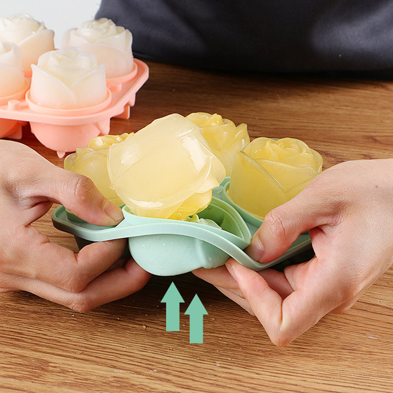 4-Cavity Rose Ice Cube Mold with Lid - My Store