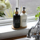 Premium: Luxe Glass Soap Dispenser Set with Bamboo Pumps & Organizing Tray (Set of 2) - My Store