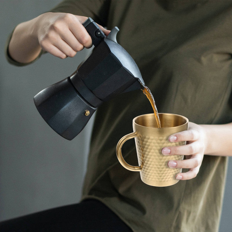 Stainless steel gold hammered mug
