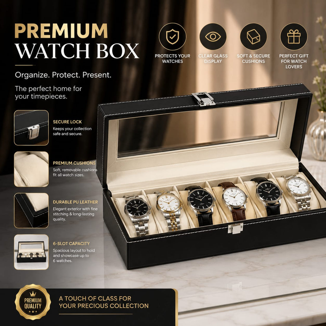 Premium Leather Watch Organizer & Display Box