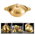 Golden Serving Bowl & Cooking Pot – With Lid & Side Handles - My Store