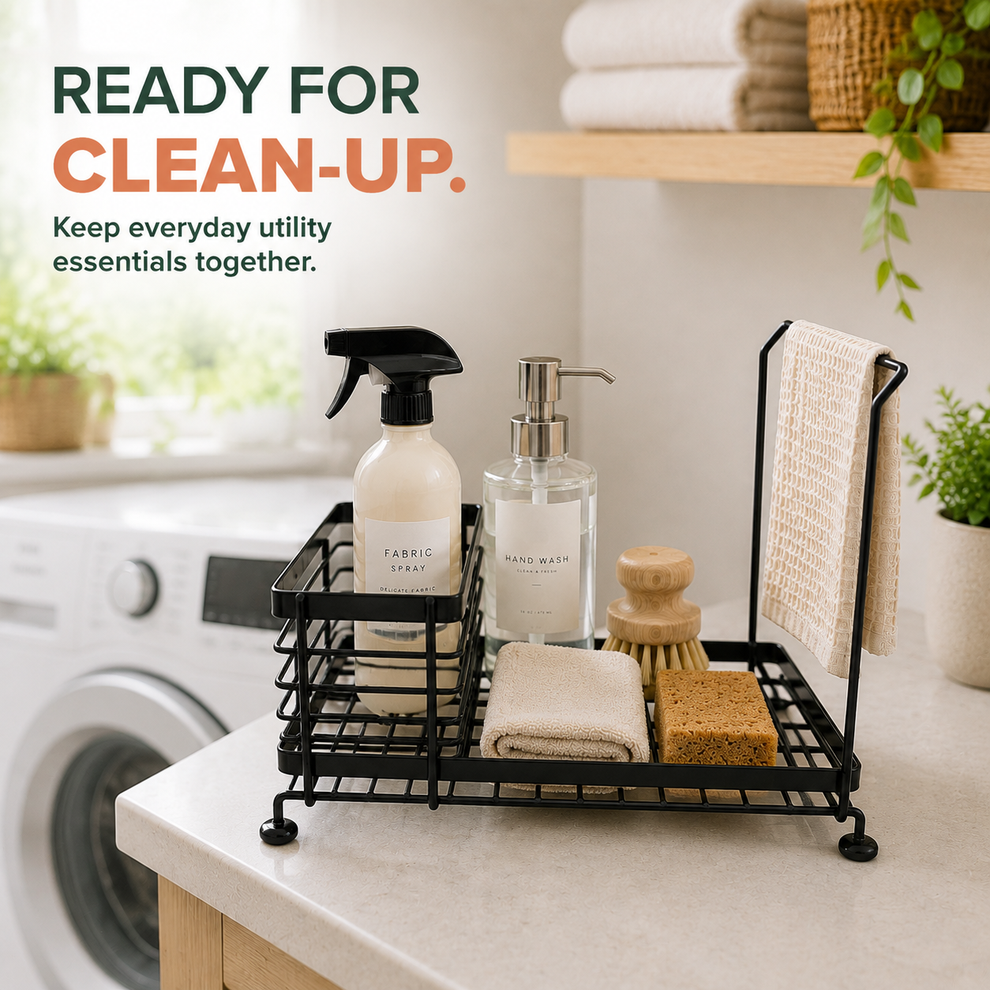 Compact kitchen sink caddy organizer