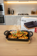DannyHOME Pre-Seasoned Cast Iron Griddle Pan with Bamboo Base - My Store