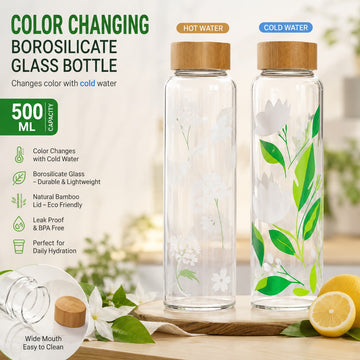 Borosilicate Glass Bottle with Bamboo Lid – 500ml