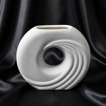 Swirl Wave Oval Ceramic Donut Vase