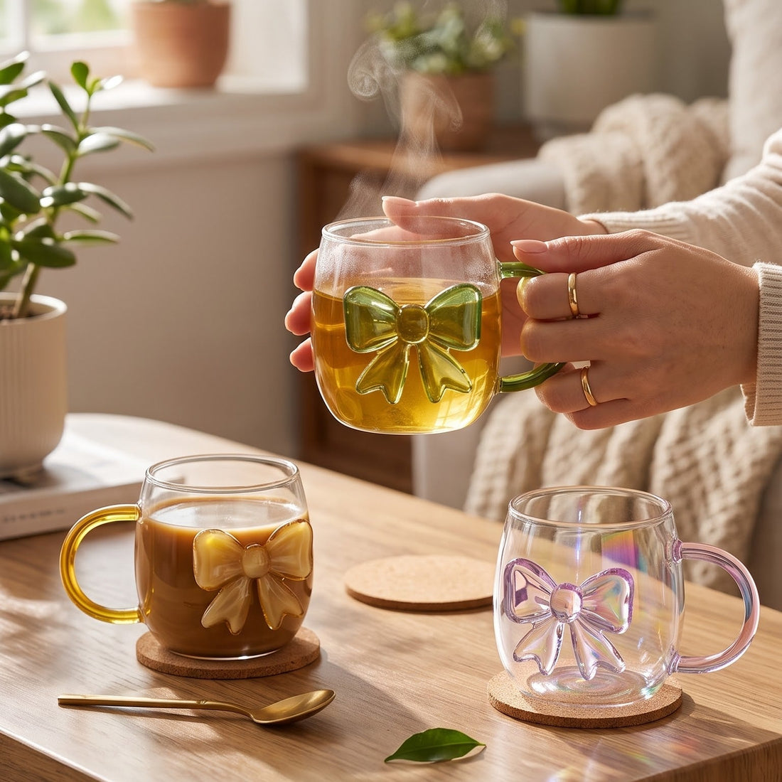 3D bow glass mug 400ml