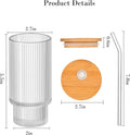 Ribbed Drinking Glasses with Bamboo Lids and Straws  400ML - My Store