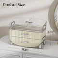2-Tier Fluted Makeup Organizer with Drawers – Cream & Silver - My Store