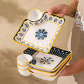 7-Inch Ceramic Dumpling Plate with Built-In Dipping Tray - My Store