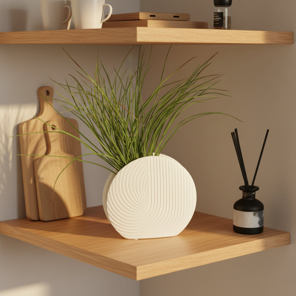 Premium ceramic spiral wave vase for accent table decor