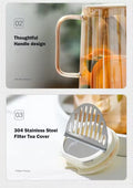 Modern 1800ml Glass Water Pitcher with Stainless Steel Filter - My Store