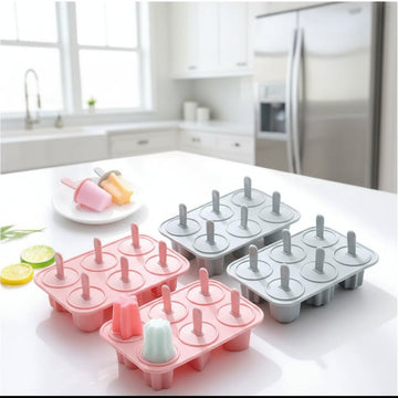 6-Cavity Silicone Popsicle & Ice Cream Mold Set with Reusable Sticks