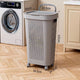 White & Grey Slim Laundry Hamper 60L Capacity Clothes Basket with Lid for Wardrobe Storage