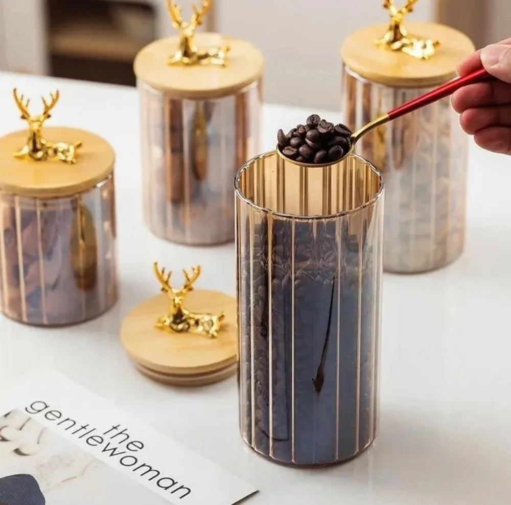 Luxury 3pcs Sealed Jar Set – Deer Head Borosilicate Glass Jars with Lids - My Store