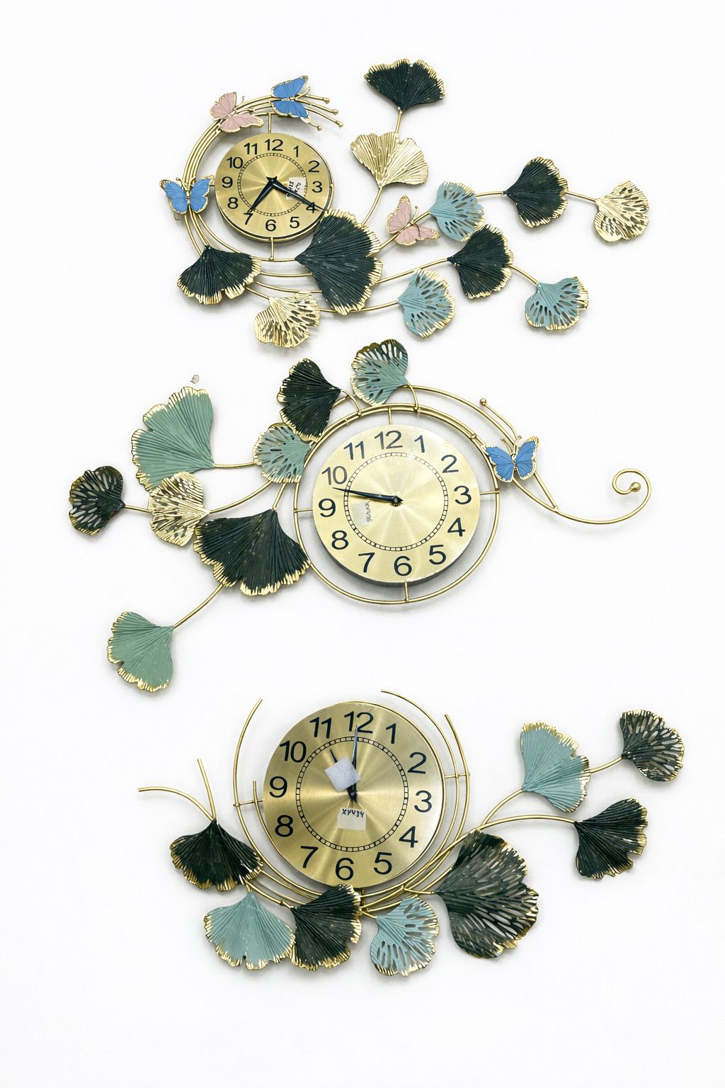 Luxury Metal Leaf & Butterfly Wall Clock - My Store