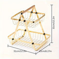 2-Tier Metal Fruit Basket with Wooden Handle - My Store