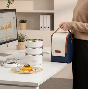 Heavy-Duty Stainless Steel Stackable Lunch Box with Thermal bag